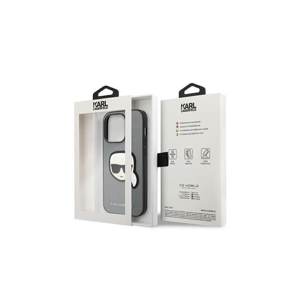 Karl Lagerfeld iPhone 14 Pro Fodral Saffiano Silver