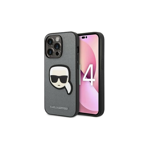 Karl Lagerfeld iPhone 14 Pro Fodral Saffiano Silver