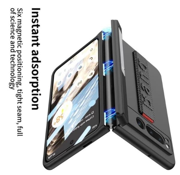 GKK Google Pixel Fold Mobilskal Wristband Kickstand Carbon - Silver