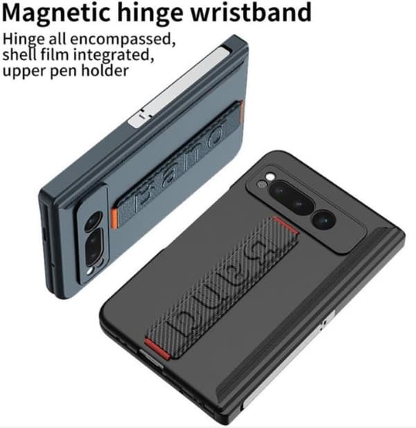 GKK Google Pixel Fold Mobilskal Wristband Kickstand Carbon - Silver