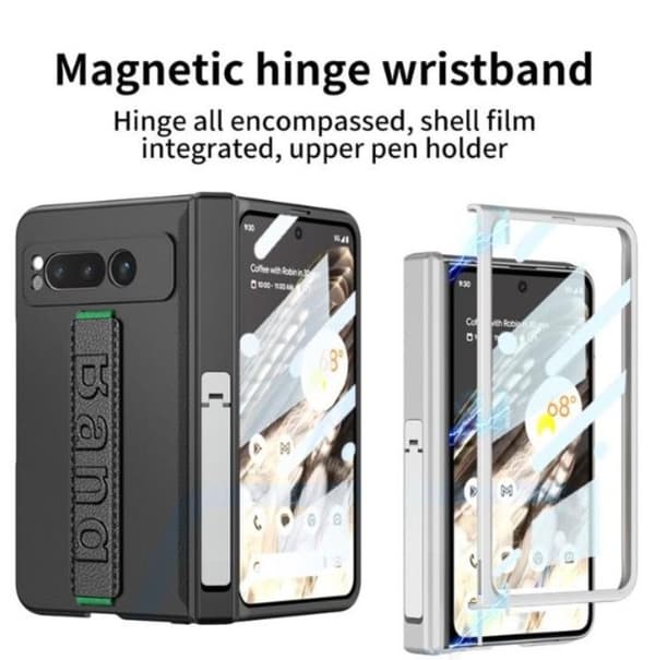 GKK Google Pixel Fold Mobilskal Wristband Kickstand Carbon - Silver