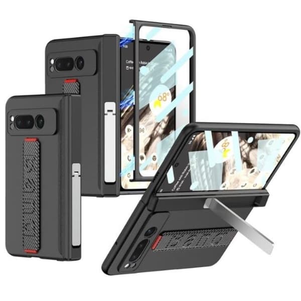GKK Google Pixel Fold Mobilskal Wristband Kickstand Carbon - Silver