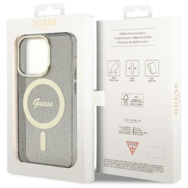 Guess iPhone 11/XR Mobilskal Magsafe Glitter Guld - Svart
