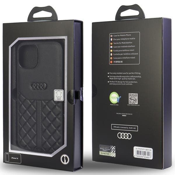Audi iPhone 11/Xr Mobilskal Äkta Läder - Svart