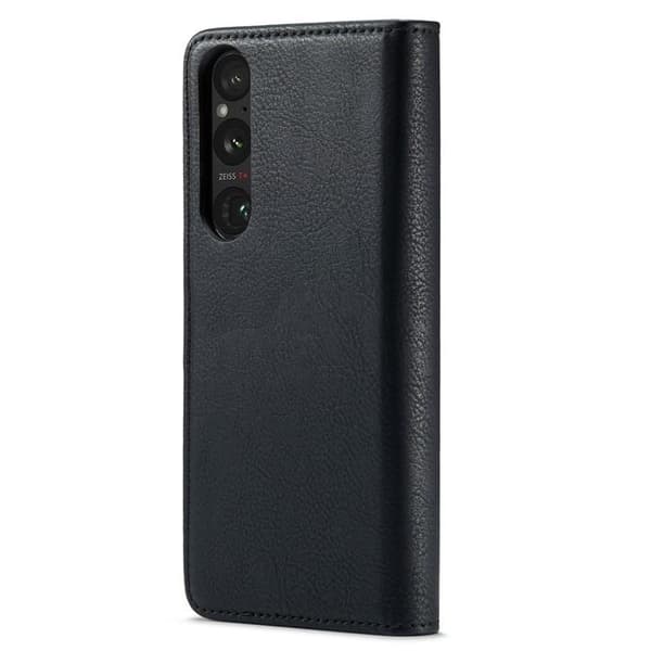 DG.MING Sony Xperia 1 V Plånboksfodral Äkta Läder 2in1 - Svart