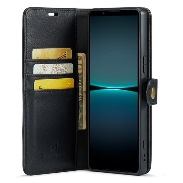 DG.MING Sony Xperia 1 V Plånboksfodral Äkta Läder 2in1 - Svart