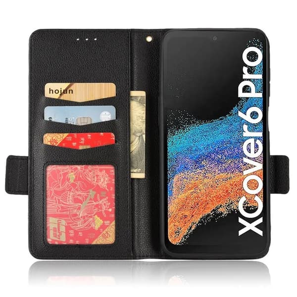 Galaxy Xcover 6 Pro Plånboksfodral PU Läder - Svart