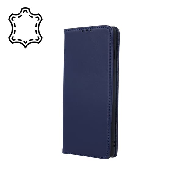 Äkta läder Smart Pro-fodral för Samsung Galaxy S21 FE marinblå
