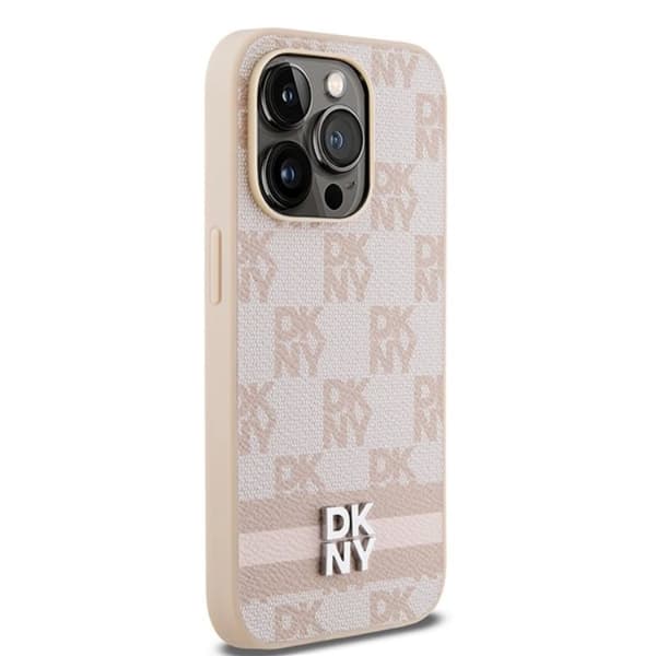 DKNY iPhone 15 Pro Mobilskal Läder Checkered Mono Pattern