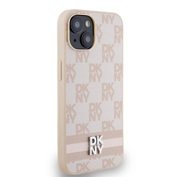 DKNY iPhone 15/14 Plus Mobilskal Läder Checkered Mono Pattern