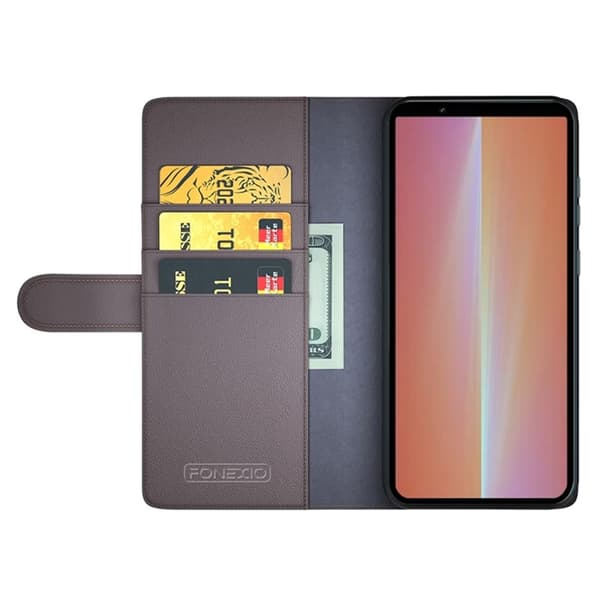 Sony Xperia 5 V Plånboksfodral Äkta Läder - Brun