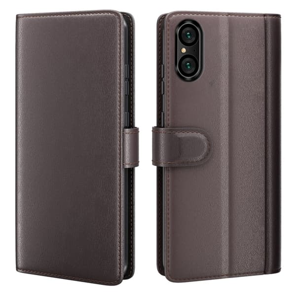 Sony Xperia 5 V Plånboksfodral Äkta Läder - Brun