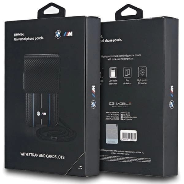 BMW Halsbandsfodral Carbon & Blå Stripe - Svart