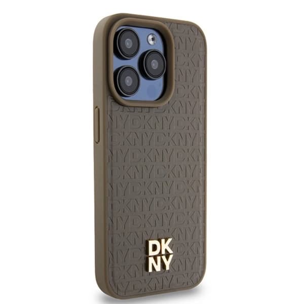 DKNY iPhone 14 Pro Mobilskal Magsafe Läder Pattern Metal Logo
