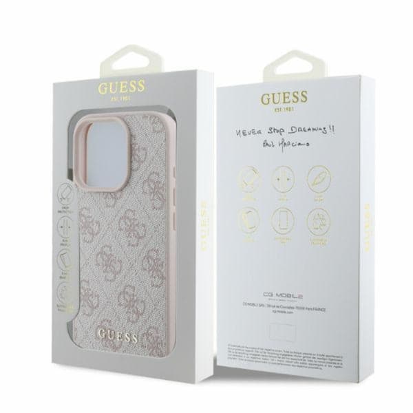Guess iPhone 16 Pro Max Mobilskal 4G Metal Gold Logo - Rosa