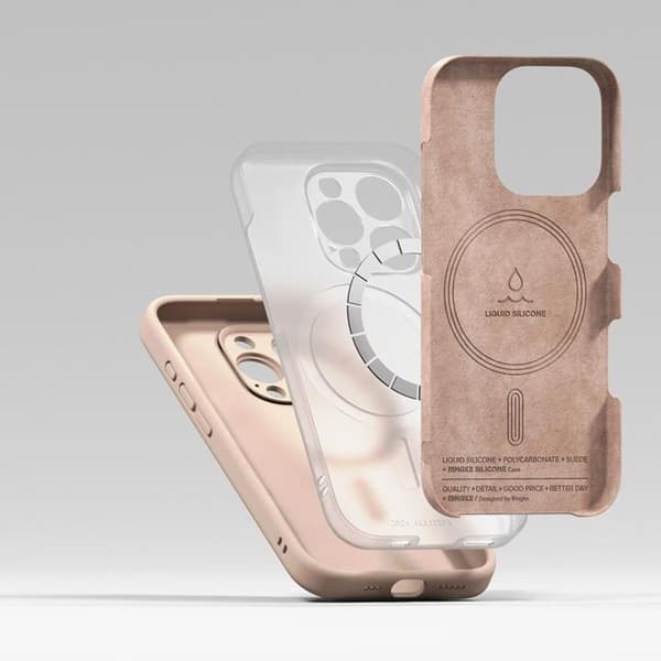 Ringke iPhone 16 Pro Max Mobilskal Magsafe Silikon Magnetic - Rosa Sand