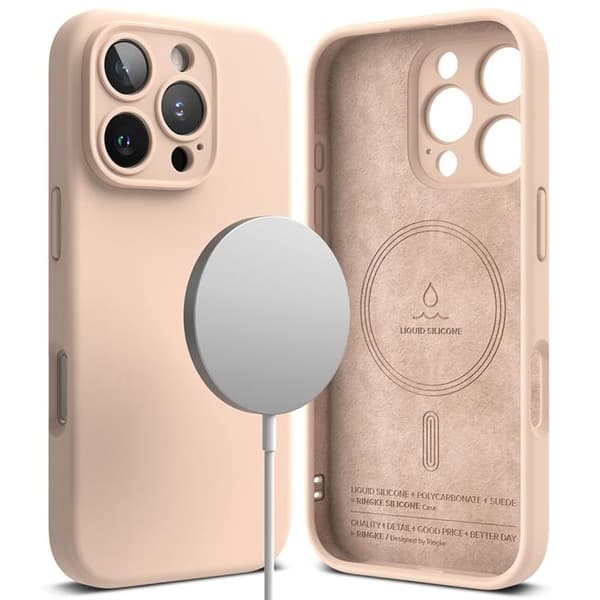 Ringke iPhone 16 Pro Max Mobilskal Magsafe Silikon Magnetic - Rosa Sand