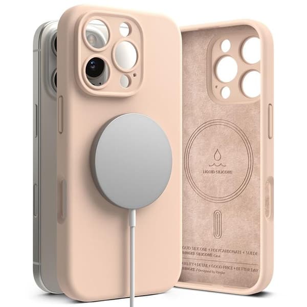 Ringke iPhone 16 Pro Max Mobilskal Magsafe Silikon Magnetic - Rosa Sand