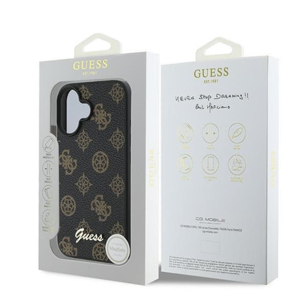 Guess iPhone 16 Plus Mobilskal Magsafe Peony Script - Svart