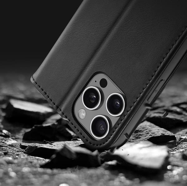 Dux Ducis iPhone 16 Pro Plånboksfodral Äkta Läder Hivo - Svart