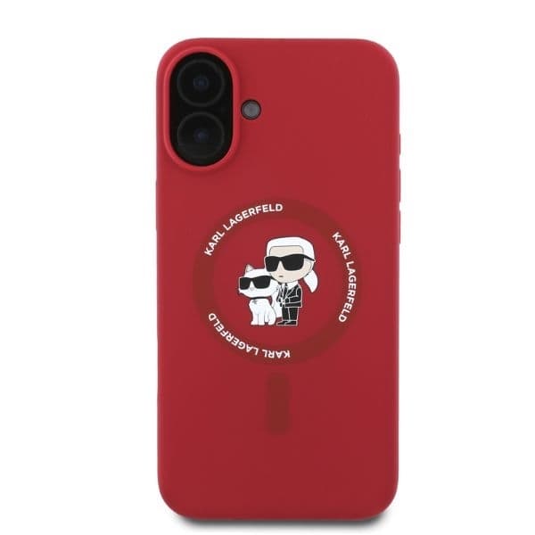 Karl Lagerfeld iPhone 16 Mobilskal MagSafe KC Heads Ring - Röd