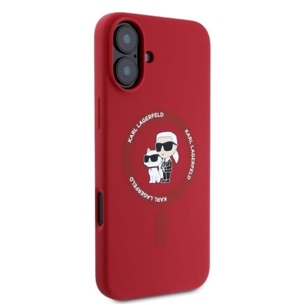 Karl Lagerfeld iPhone 16 Mobilskal MagSafe KC Heads Ring - Röd
