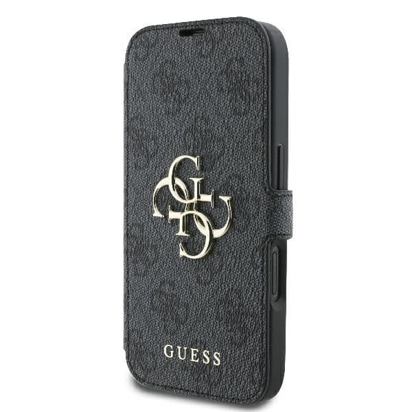 Guess iPhone 16 Plus Plånboksfodral 4G Metal Logo - Svart