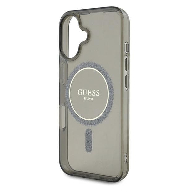 Guess iPhone 16 Mobilskal MagSafe IML Glitter Circle - Svart