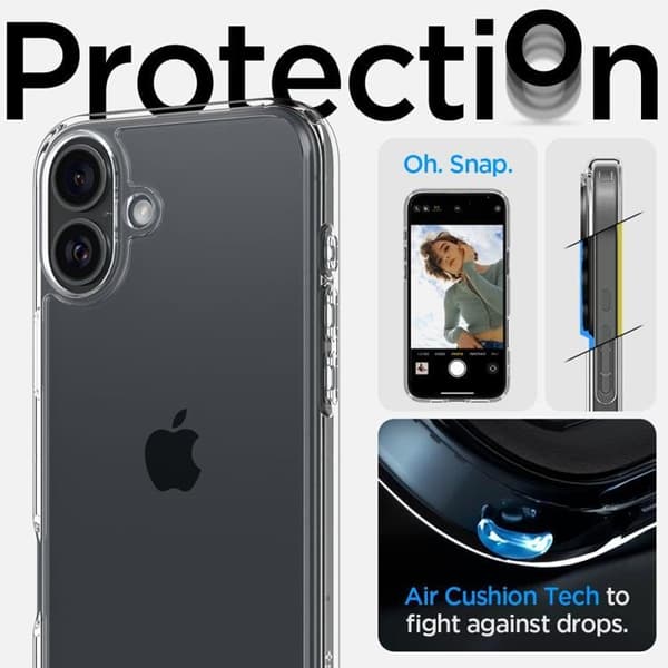 Spigen iPhone 16 Mobilskal Ultra Hybrid - Crystal Clear
