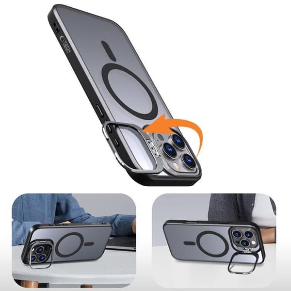 Tech-Protect iPhone 16 Pro Max Mobilskal Magsafe Magstand - Matt Svart