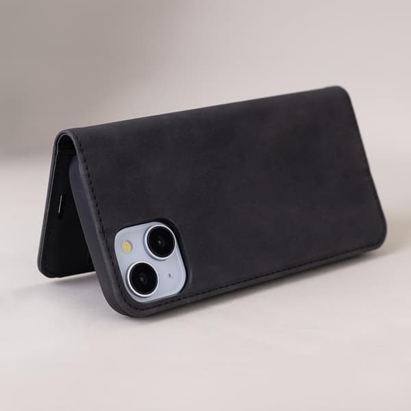 iPhone 16 Plånboksfodral Smart Suede - Svart