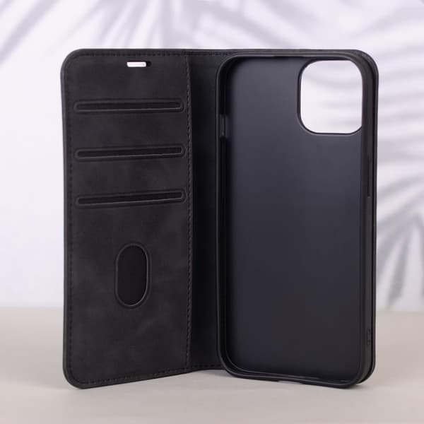 iPhone 16 Plånboksfodral Smart Suede - Svart