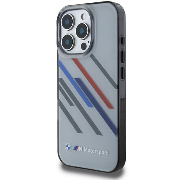 BMW iPhone 16 Pro Mobilskal Motosport IML Random Stripes - Grå