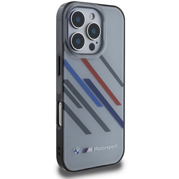 BMW iPhone 16 Pro Mobilskal Motosport IML Random Stripes - Grå