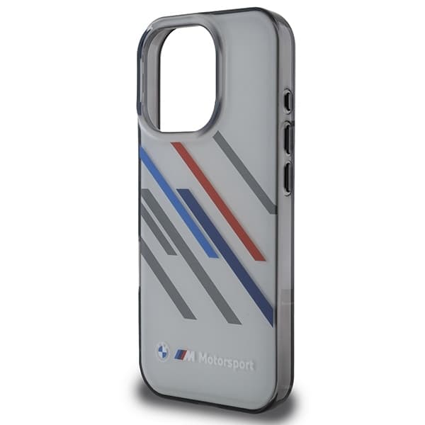 BMW iPhone 16 Pro Mobilskal Motosport IML Random Stripes - Grå