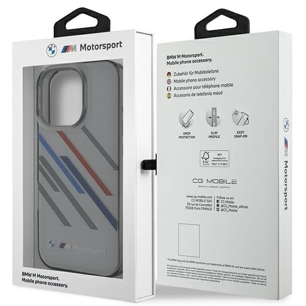 BMW iPhone 16 Pro Mobilskal Motosport IML Random Stripes - Grå