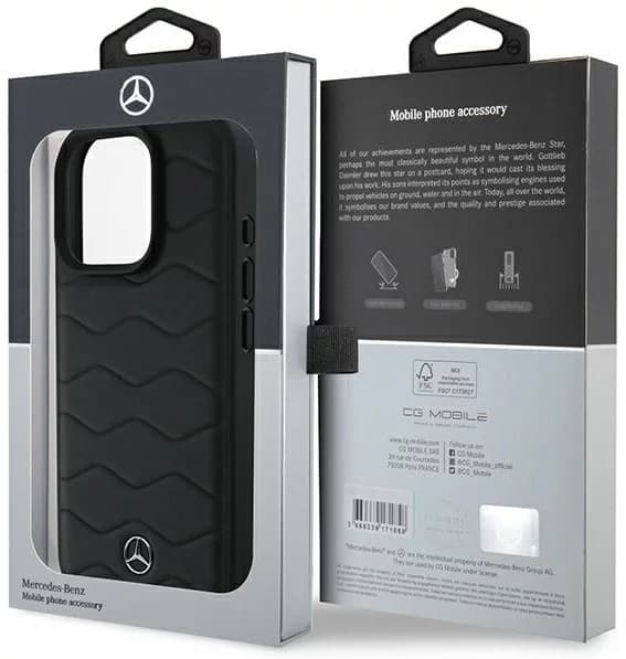 Mercedes iPhone 16 Pro Mobilskal MB Waves Läder - Svart