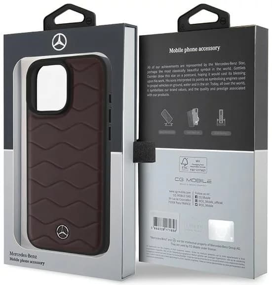Mercedes iPhone 16 Pro Max Mobilskal MB Waves Läder - Röd