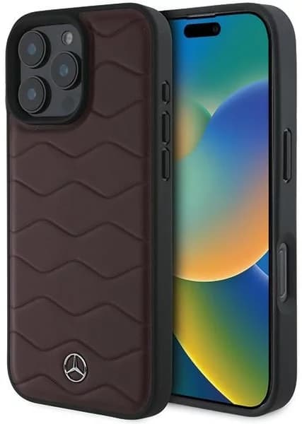 Mercedes iPhone 16 Pro Max Mobilskal MB Waves Läder - Röd