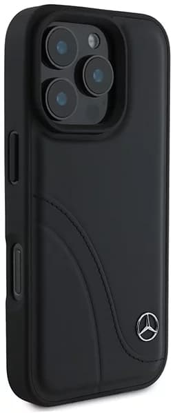 Mercedes iPhone 16 Pro Max Mobilskal MB Curved Stitches - Svart