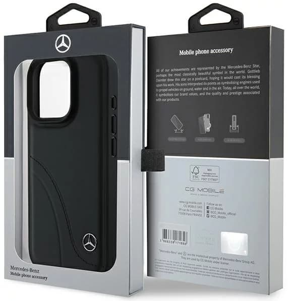 Mercedes iPhone 16 Pro Max Mobilskal MB Curved Stitches - Svart