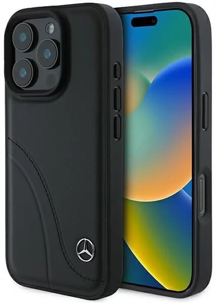 Mercedes iPhone 16 Pro Max Mobilskal MB Curved Stitches - Svart