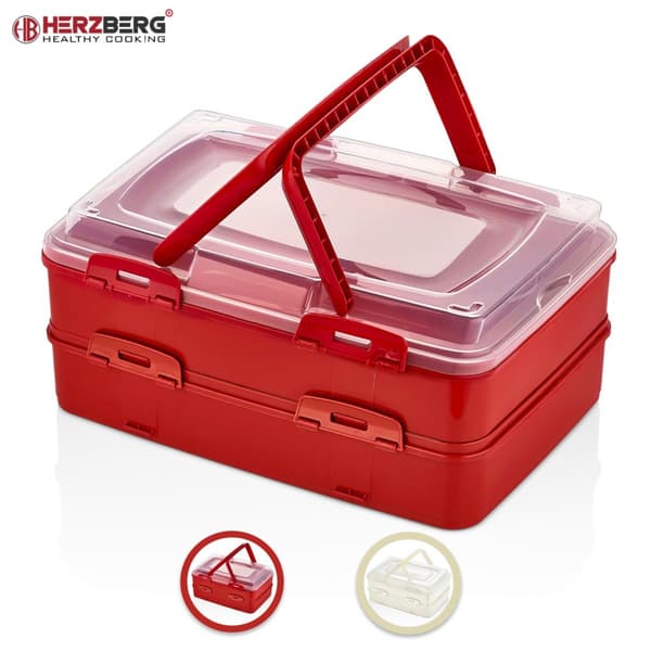 Herzberg tosidig takeaway-konditoriboks, rød