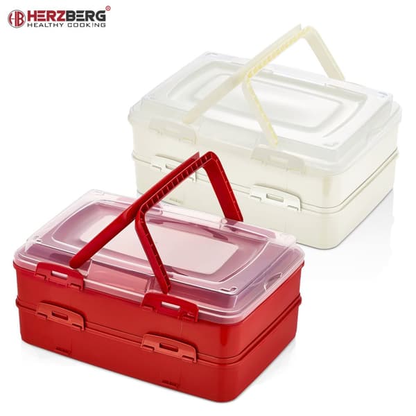 Herzberg tosidig takeaway-konditoriboks, rød