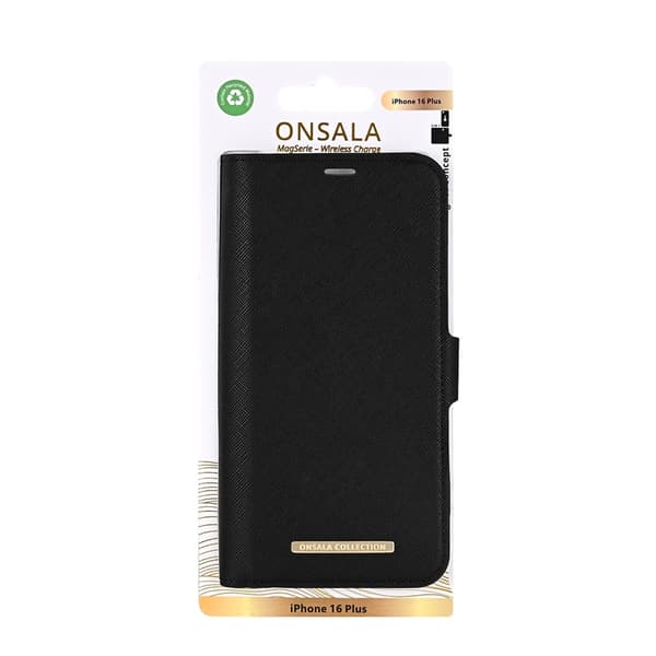 Onsala iPhone 16 Plus Plånboksfodral MagSafe Eco - Svart