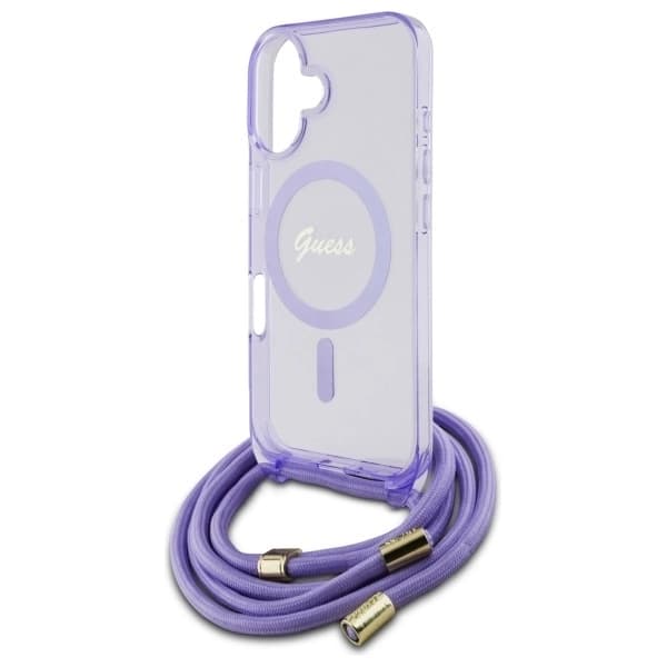 Guess iPhone 16 Mobilskal MagSafe Crossbody Cord Script - Lila