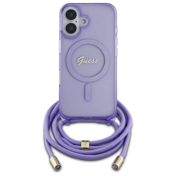 Guess iPhone 16 Mobilskal MagSafe Crossbody Cord Script - Lila