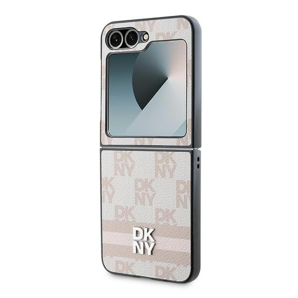 DKNY Galaxy Z Flip 6 Mobilskal Chequered Pattern Printed Stripes - Rosa