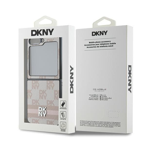 DKNY Galaxy Z Flip 6 Mobilskal Chequered Pattern Printed Stripes - Rosa