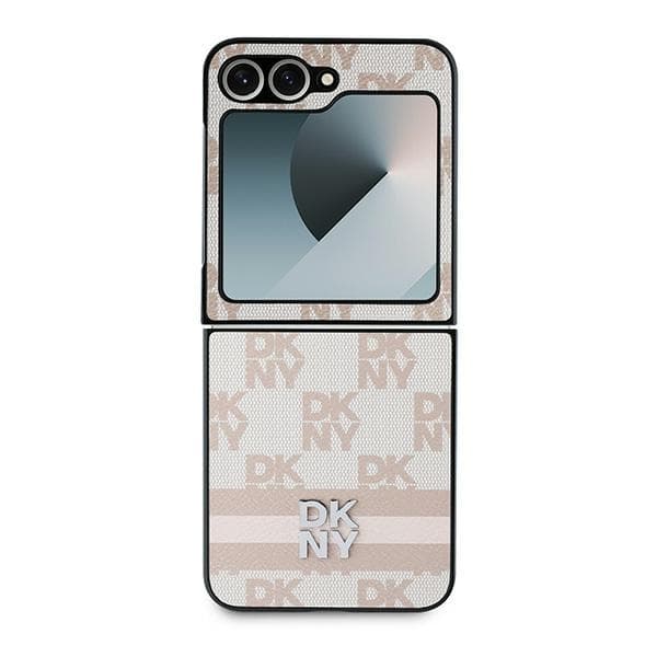 DKNY Galaxy Z Flip 6 Mobilskal Chequered Pattern Printed Stripes - Rosa